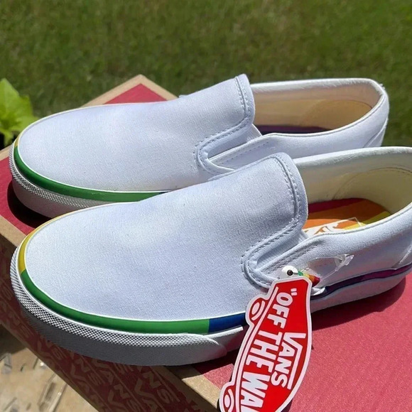 White Vans with Rainbow piping - Picture 6 of 13